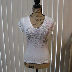 NWT Express white graphic tee t shirt top XS extra small